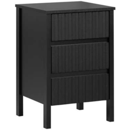 Birlea Axis Black 3 Drawer Fluted Bedside Table - thumbnail 2