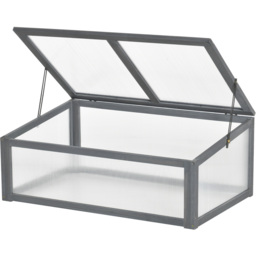 Outsunny Grey Wooden Polycarbonate Cold Frame with Top Cover 3.2 x 2.1ft - thumbnail 1