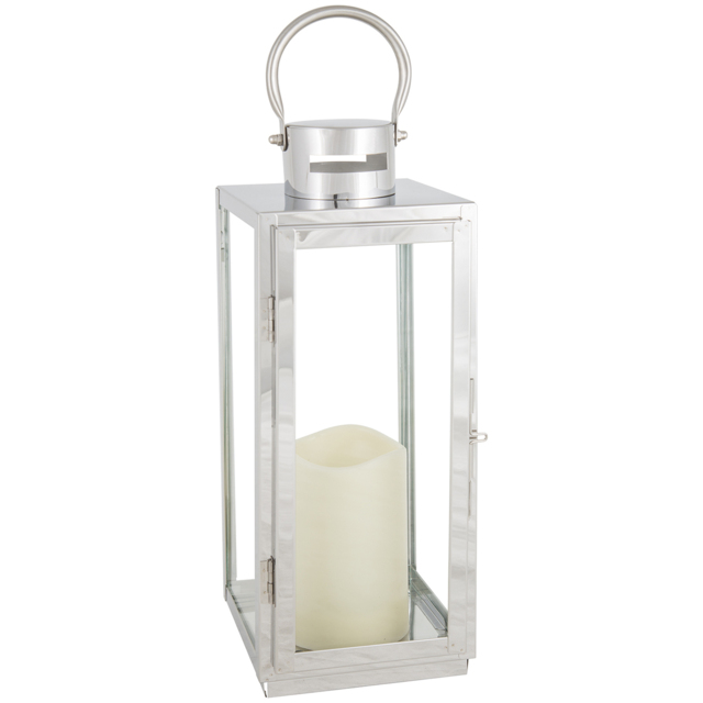 Silver Stainless Steel LED Lantern - image 1