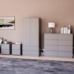 Vida Designs Denver 4 Piece Grey Bedroom Furniture Set - thumbnail 1
