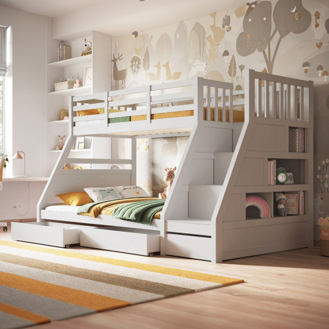Flair Lunar Triple Sleeper White 3 Drawer Bunk Bed - image 1