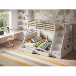Flair Lunar Triple Sleeper White 3 Drawer Bunk Bed - thumbnail 3