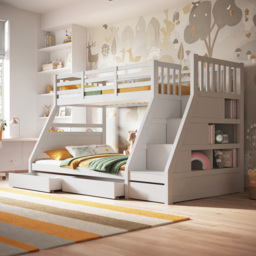 Flair Lunar Triple Sleeper White 3 Drawer Bunk Bed - thumbnail 1