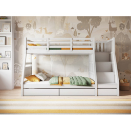 Flair Lunar Triple Sleeper White 3 Drawer Bunk Bed - thumbnail 4