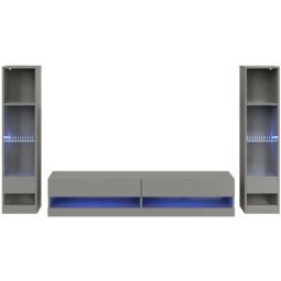 GFW Galicia 10 Shelf Grey Wall Mounted LED Full Media Set - thumbnail 2