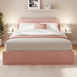 GFW Blush Pink King Size Velvet End Lift Ottoman Bed