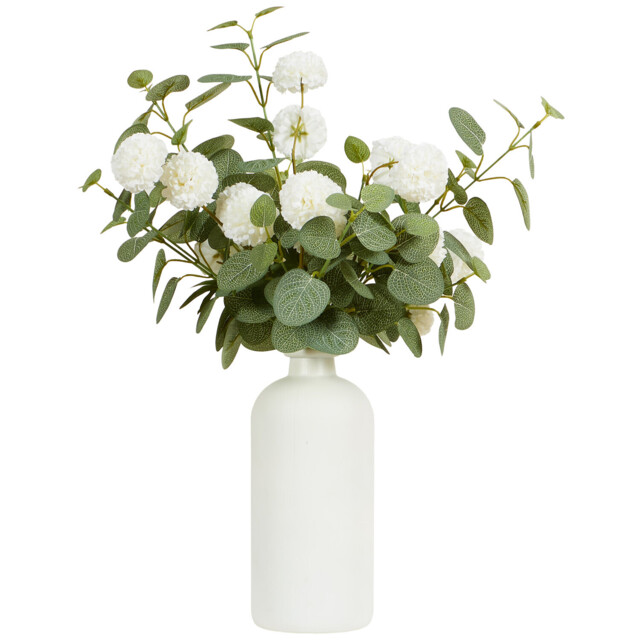White Eucalyptus and Pom Pom Vase Arrangement 54cm - image 1