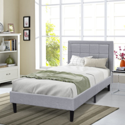 Brooklyn Single Light Grey Buttoned Headboard Bed Frame - thumbnail 3