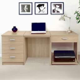 R White Cabinets SET-11-IN-ST 4 Drawer Desk with Printer Shelf Brown
