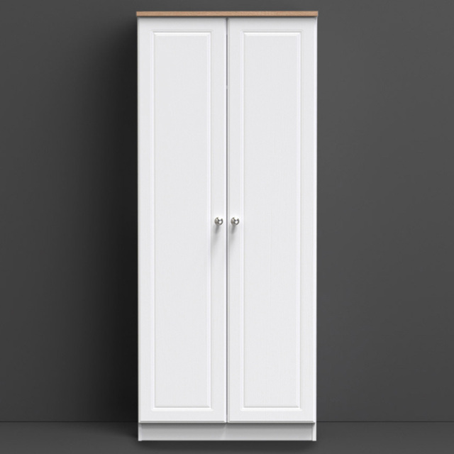Crowndale Norfolk 2 Door White Ash and Bardolino Oak Double Wardrobe - image 1
