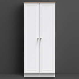 Crowndale Norfolk 2 Door White Ash and Bardolino Oak Double Wardrobe - thumbnail 1