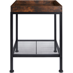 tectake Rochester Single Grid Shelf Dark Wood Bedside Table - thumbnail 4