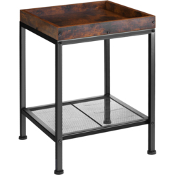 tectake Rochester Single Grid Shelf Dark Wood Bedside Table - thumbnail 2
