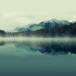 Origin Murals Misty Mountain Lake Blue Wall Mural - thumbnail 2