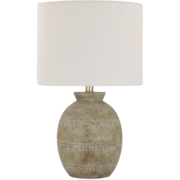Acacia Home 55cm Ceramic White Table Lamp with Linen Shade