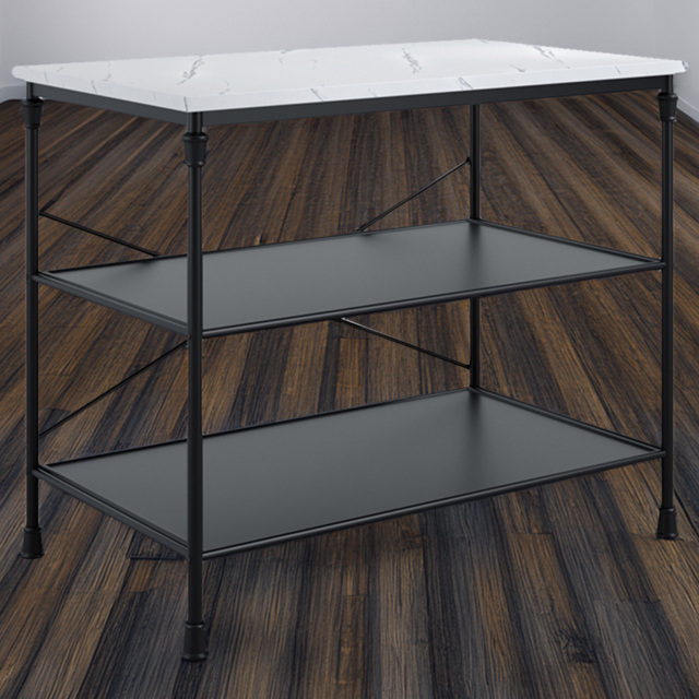 Fairmont 2 Shelf Marble Effect Kitchen Island - image 1