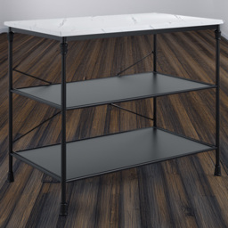 Fairmont 2 Shelf Marble Effect Kitchen Island