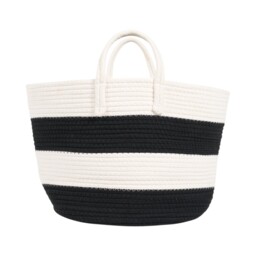 Black Monochrome Stripe Storage Basket - thumbnail 1