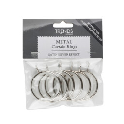 Silver Polished Steel Curtain Rings 25-28mm 6 Pack
