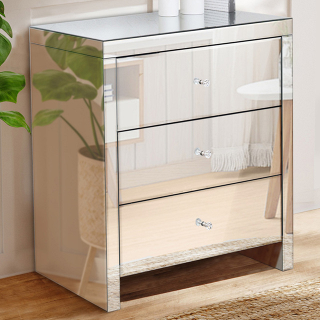Comfy Living 3 Drawer Mirrored Chest of Drawers - image 1