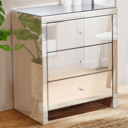 Comfy Living 3 Drawer Mirrored Chest of Drawers