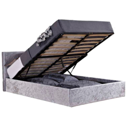 Berlin King Size Steel Crushed Velvet Ottoman Bed - thumbnail 4