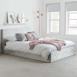 Berlin King Size Steel Crushed Velvet Ottoman Bed - thumbnail 1