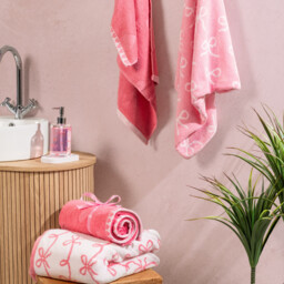 Bow Cotton Towel Pink Hand Towel - thumbnail 2