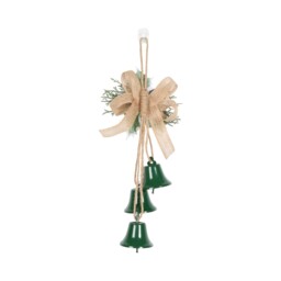 Santa's Chalet Green and Gold Hanging Door Bell Christmas Decoration - thumbnail 2