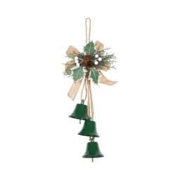 Santa's Chalet Green and Gold Hanging Door Bell Christmas Decoration - thumbnail 1