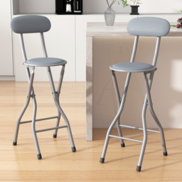 Grey Padded Folding Breakfast Bar Stool Set of 2 - thumbnail 1