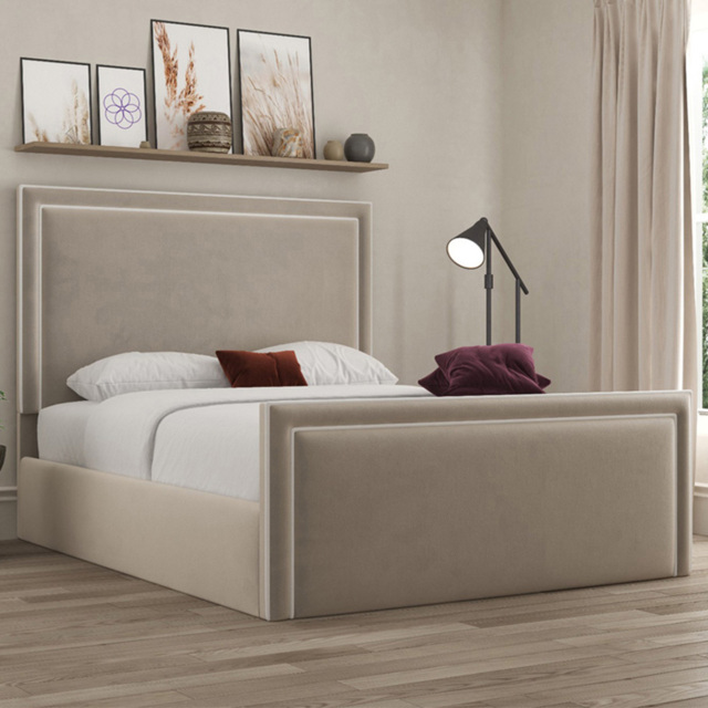 DS Living Verona Bistra Beige Double Piping Bed Frame - image 1