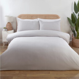 Divante Bamboo Cotton Duvet Cover and Pillowcase Set - Silver / Double
