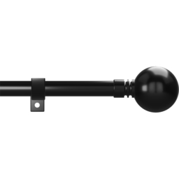 Caecus 120-220cm Extendable Metal Eyelet Painted Black Ball Curtain Pole