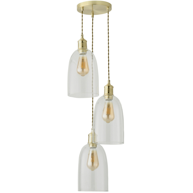 ValueLights Kira Brushed Gold Glass 3 Drop Cluster Ceiling Pendant Light - image 1