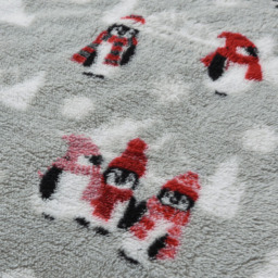 Velosso Red and Grey Single Penguins Teddy Fleece Duvet Set - thumbnail 3