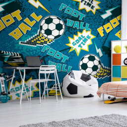 Origin Murals Graphic Pixel Footballs Teal Wall Mural - thumbnail 1