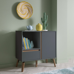 Noa and Nani Otto Single Drawer Single Shelf Grey Sideboard - thumbnail 4