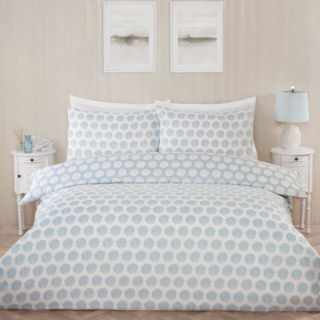 My Home Oceana Shell Blue King Size Reversible Duvet Set - image 1
