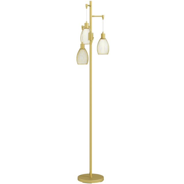 Portland Gold Tone 3 Light Dimmable Industrial Floor Lamp - image 1