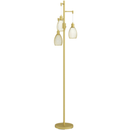 Portland Gold Tone 3 Light Dimmable Industrial Floor Lamp