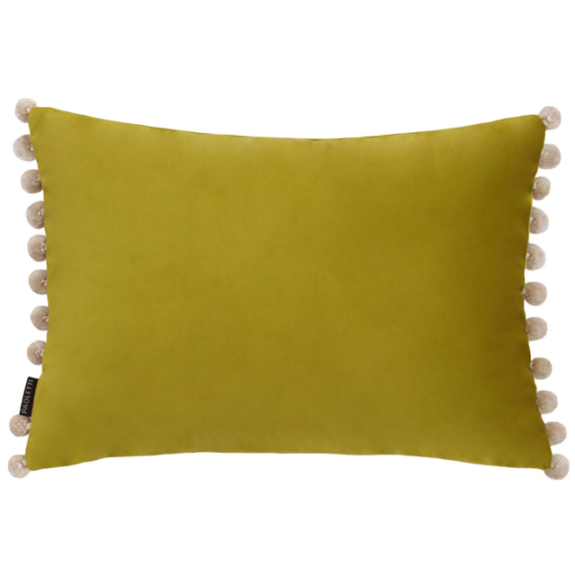 Paoletti Fiesta Bamboo Natural Pom Pom Velvet Cushion - image 1