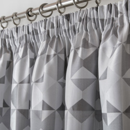 Alan Symonds Scandi Jacquard Lined Pencil Pleat Taped Top Curtains Silver and Grey 117 x 137cm - thumbnail 2