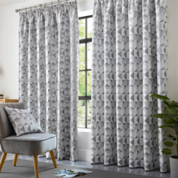 Alan Symonds Scandi Jacquard Lined Pencil Pleat Taped Top Curtains Silver and Grey 117 x 137cm