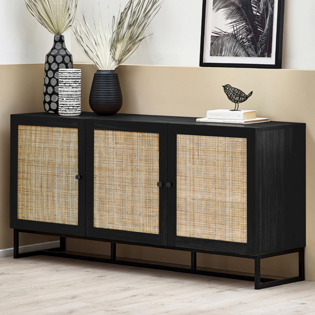 Julian Bowen Padstow 3 Door Black Sideboard - image 1