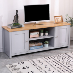 FurnitureHMD Grey and Oak 2 Door 2 Shelf Wooden TV Unit