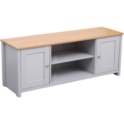 FurnitureHMD Grey and Oak 2 Door 2 Shelf Wooden TV Unit - thumbnail 3
