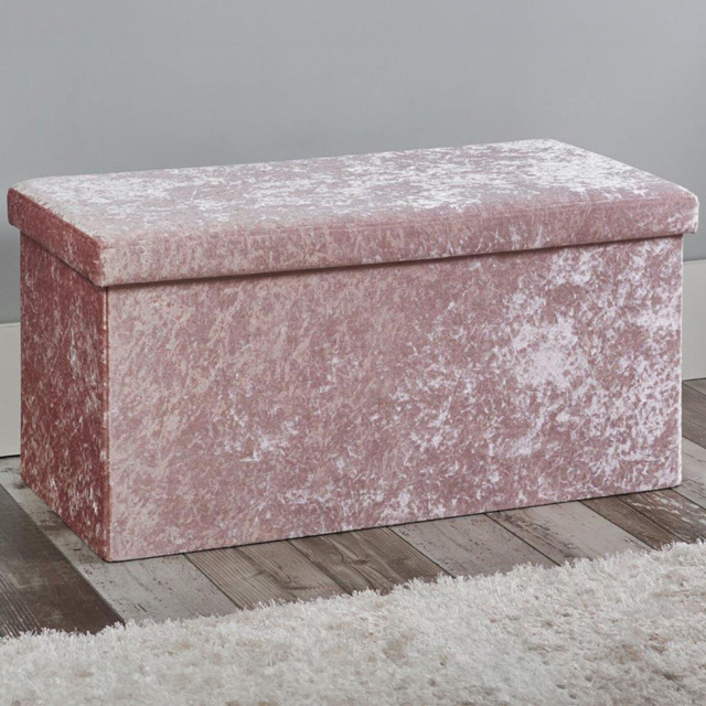 Seville Pink Crushed Velvet Rippled Storage Trunk - image 1