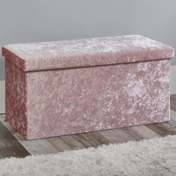 Seville Pink Crushed Velvet Rippled Storage Trunk - thumbnail 1
