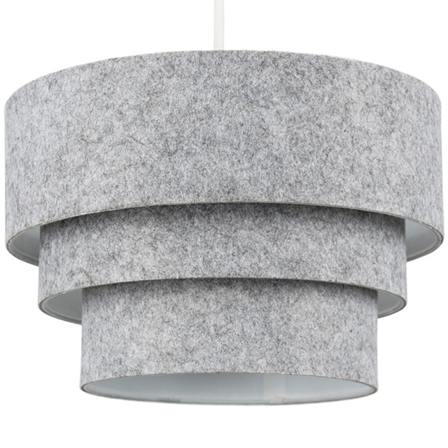 ValueLights Aztec 3-Tier Felt Grey Ceiling Light Shade - image 1